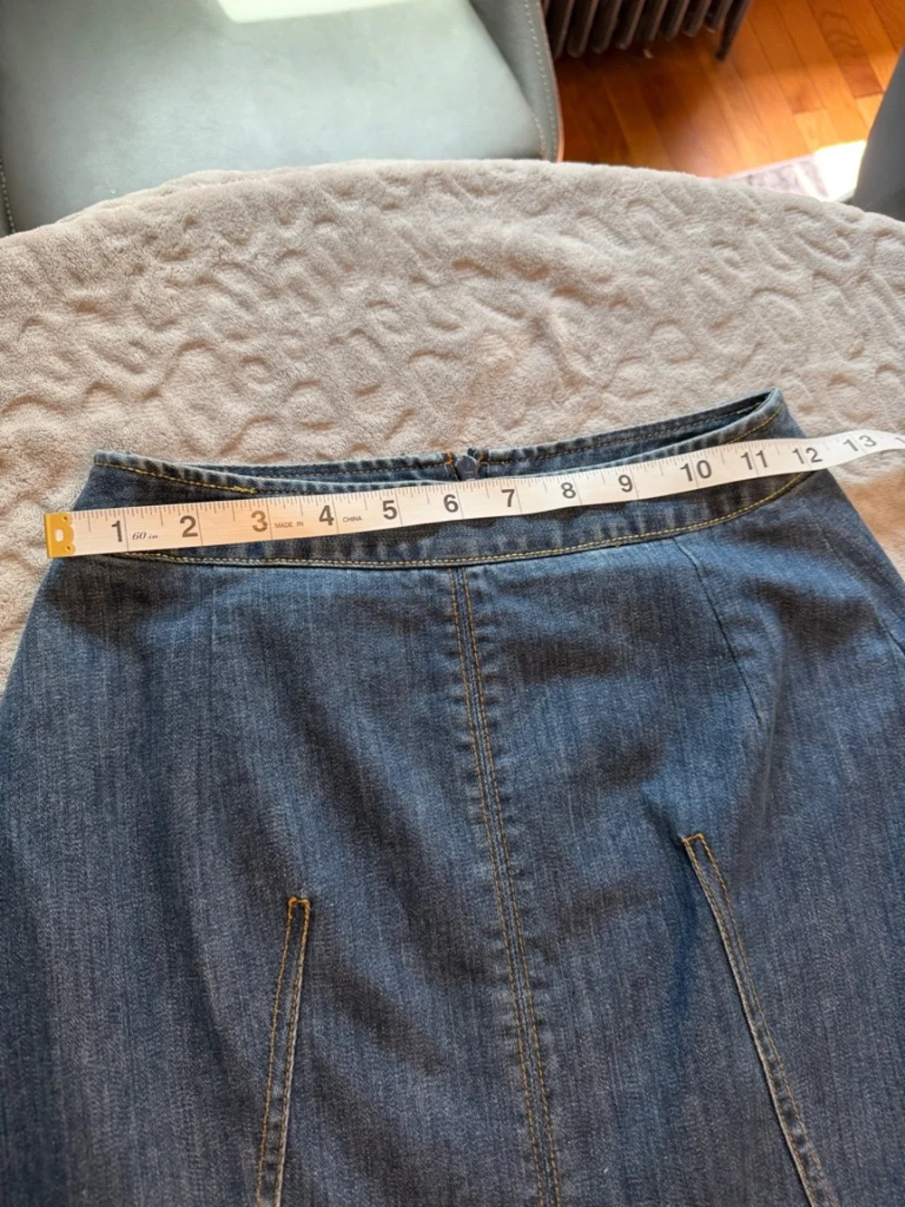 Talbots Medium Blue Denim A-Line Midi Skirt